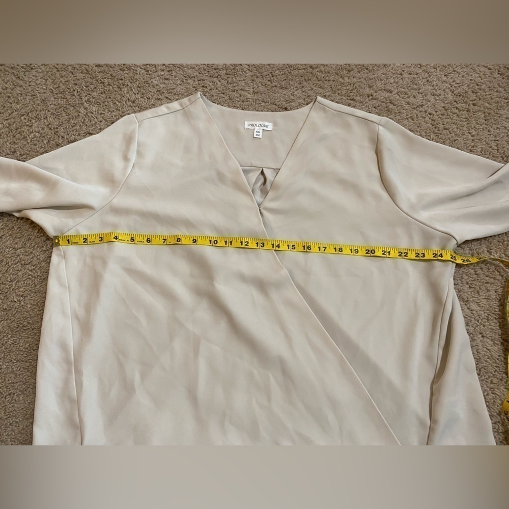 Prologue Women's 3/4 Sleeve V-Neck Hi-Low Blouse Top off white/cream - Size: XXL - Picture 5 of 8